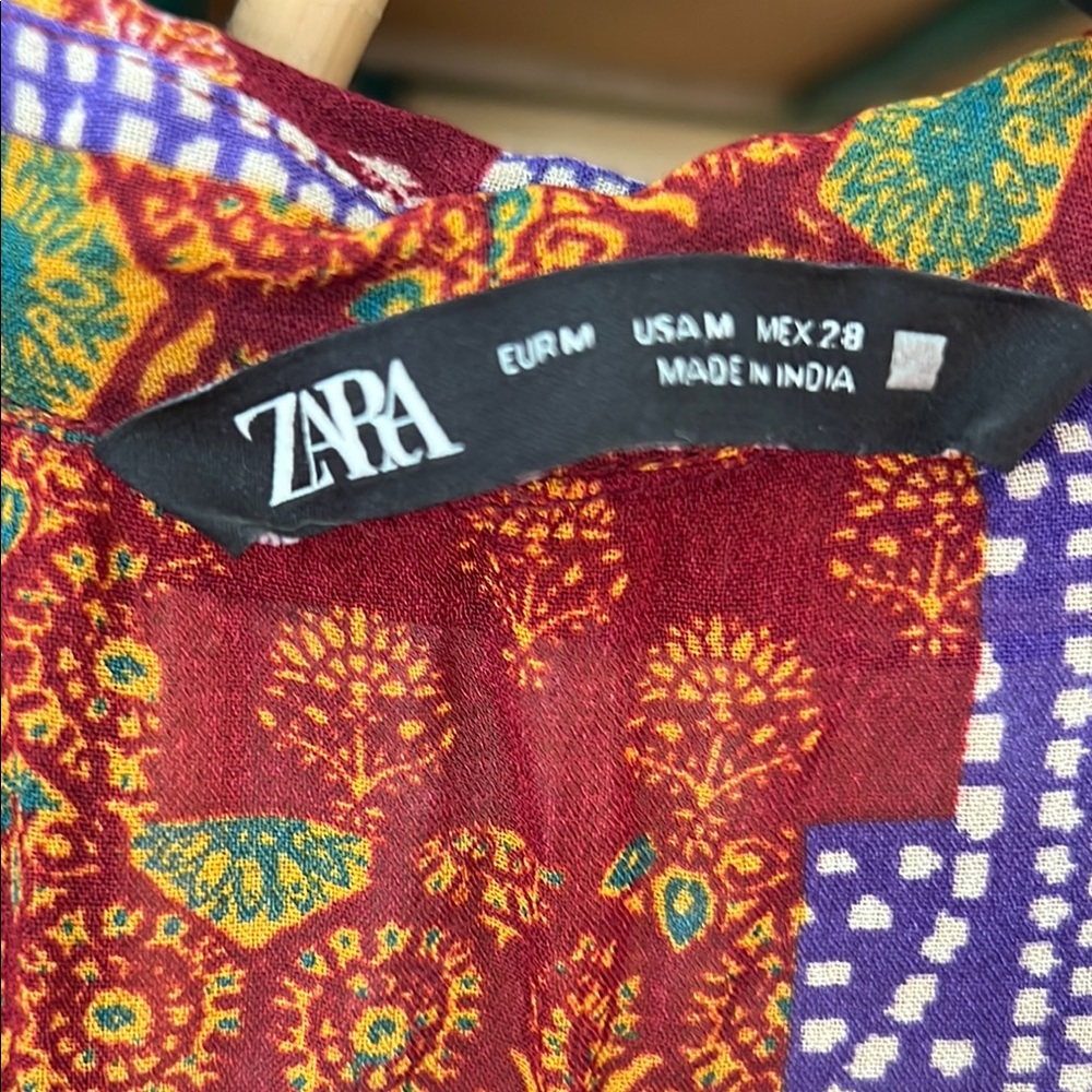 Zara Multicolor Patchwork Button Down Shirt - image 3